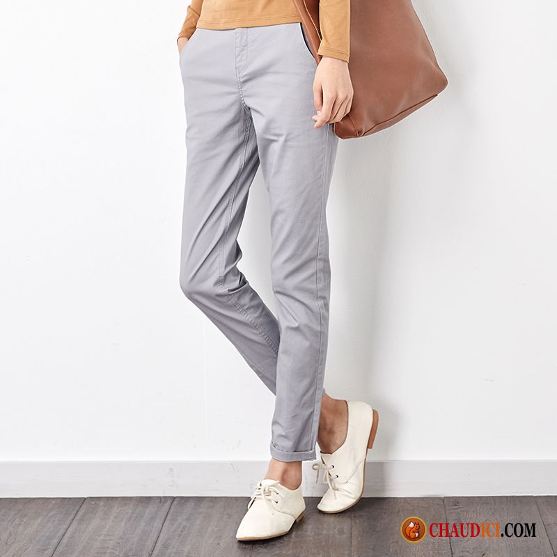 pantalon lin gris femme