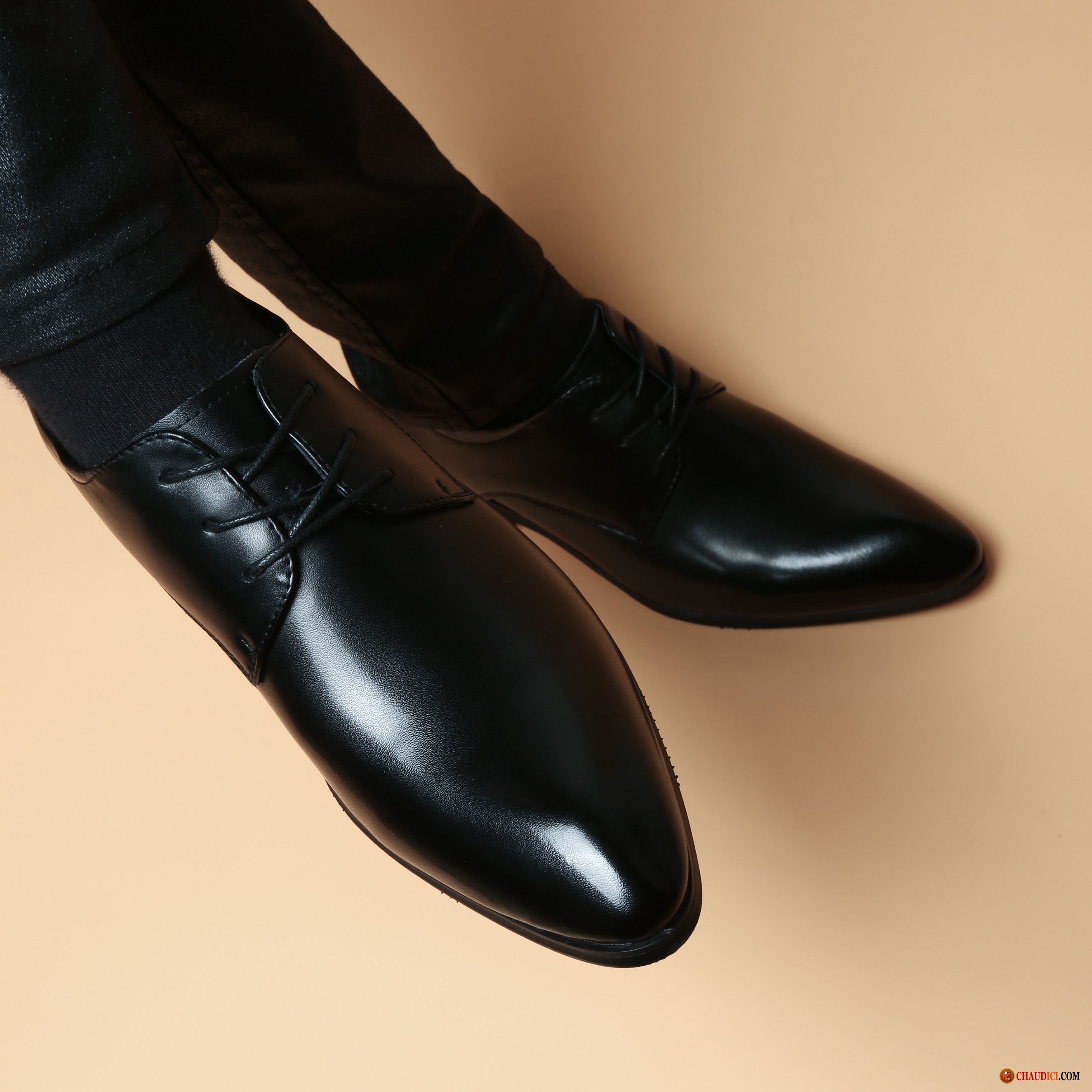 Boots Homme Noir Cuir Augmenté Homme Décontractée Derbies Pointe Pointue